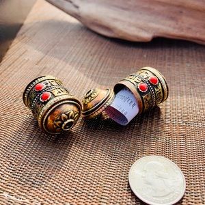 Tibetan Nepalese Prayer Scroll Bead with prayers.